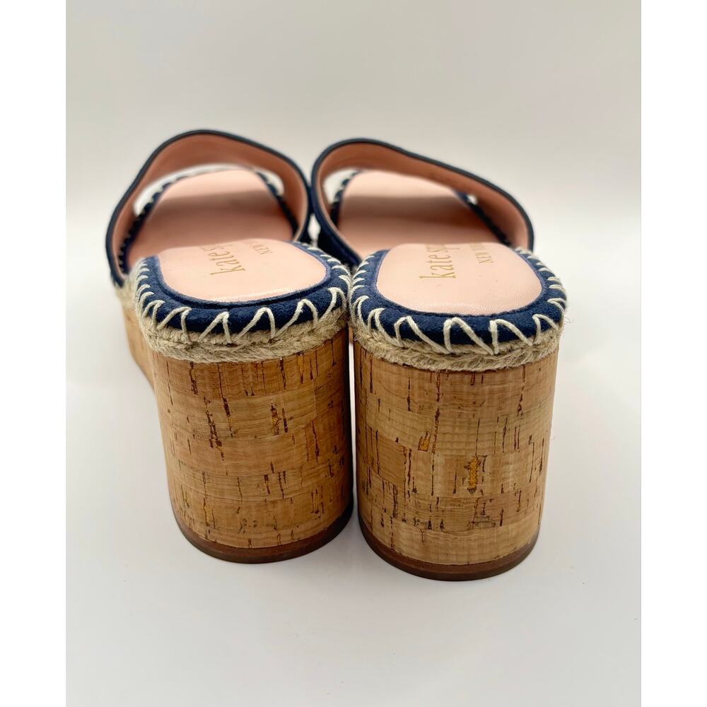 Kate Spade NY Cosette espadrille wedge sandal Navy suede leather heels shoes s11 - Picture 4 of 6